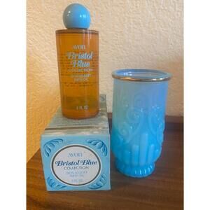 Avon Bristol Blue Collection Skin-So-Soft Bath Oil 5 oz Full Opalescent Cup